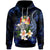 Tonga Polynesian Hoodie Turtle With Plumeria Flowers Unisex Blue - Polynesian Pride