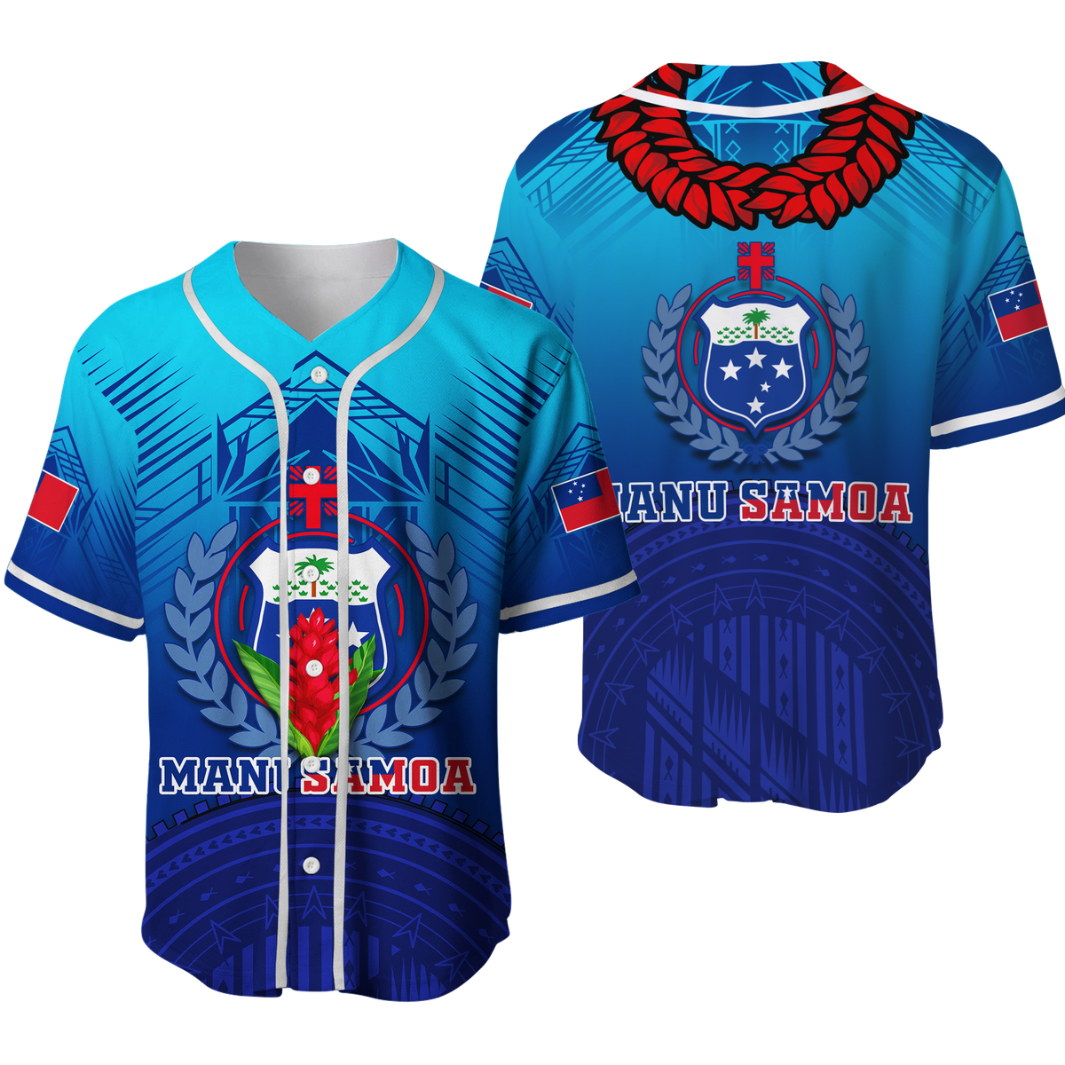 Manu Samoa Legend Baseball Jersey - LT12 Unisex Blue - Polynesian Pride