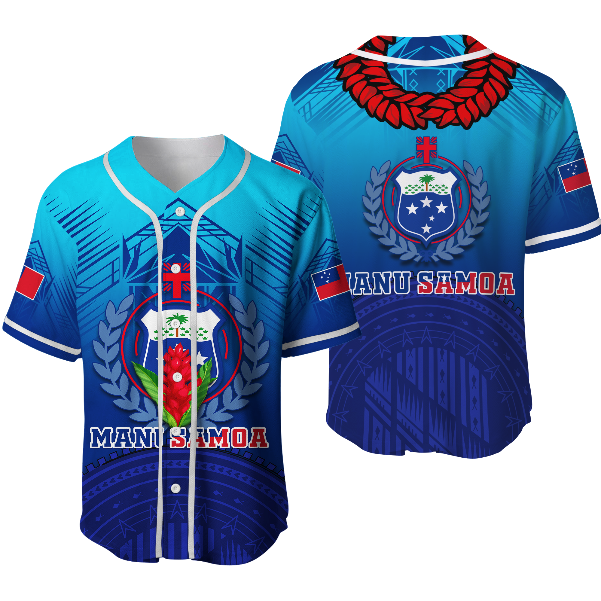 Manu Samoa Legend Baseball Jersey - LT12 Unisex Blue - Polynesian Pride