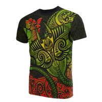 Hawaii T Shirt Polynesian Hibiscus Manta Ray Unisex BLACK - Polynesian Pride