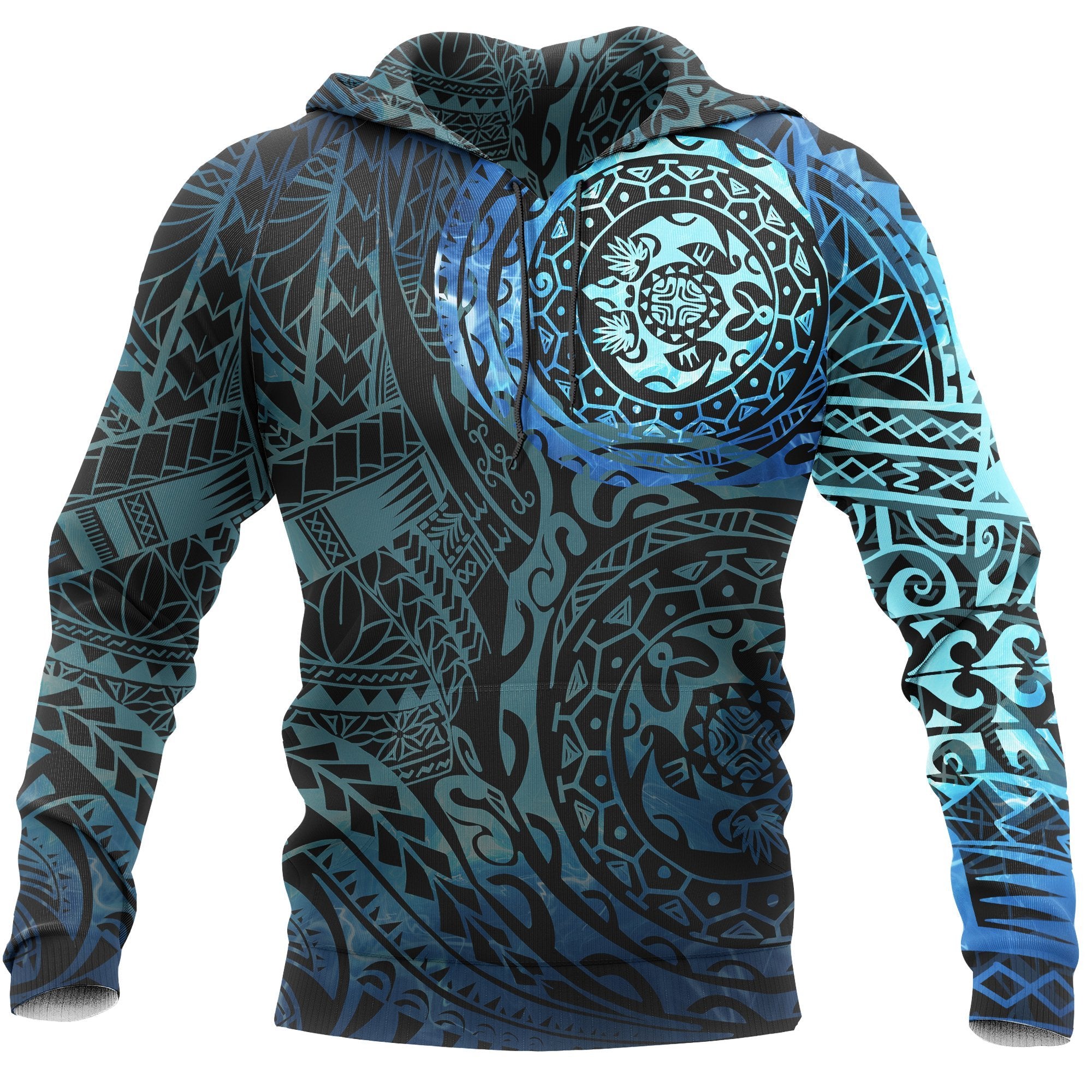 Hoodie Polynesian Tattoo Special Version Unisex Blue - Polynesian Pride