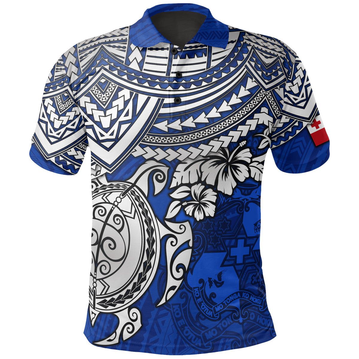 Tonga Polo Shirt Tongan Coat Of Arms Blue Turtle Hibiscus Unisex BLUE - Polynesian Pride