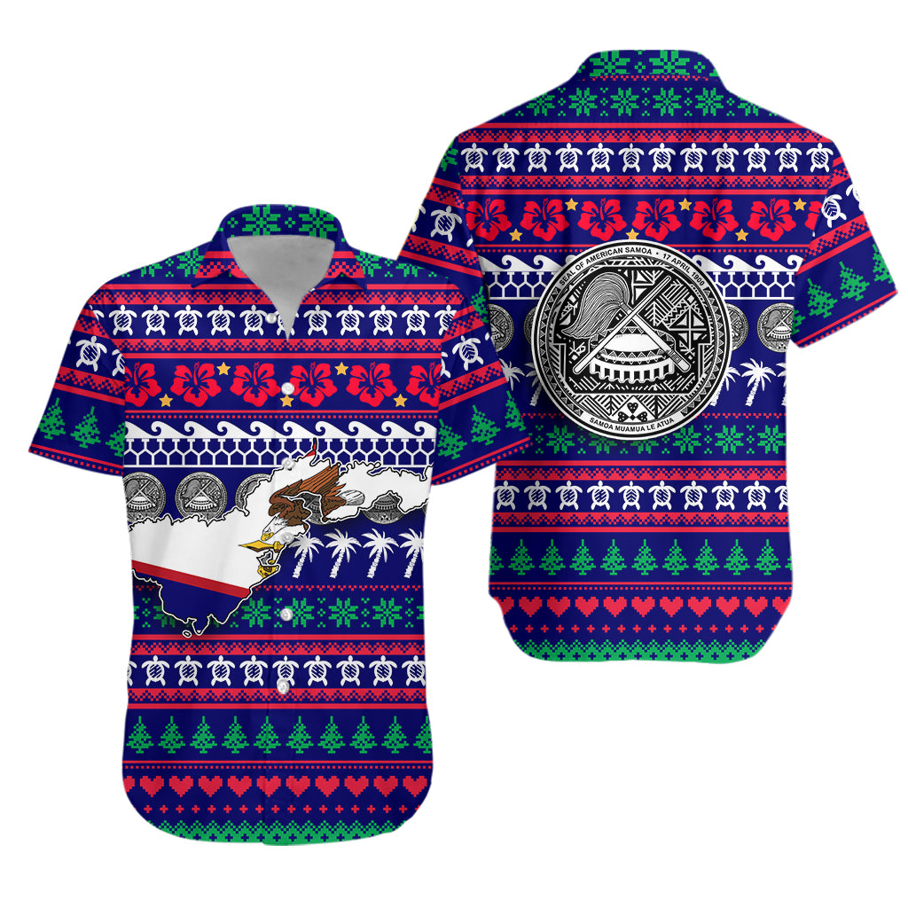 American Samoa Christmas Hawaiian Shirt - Ugly Christmas - LT12 Unisex Blue - Polynesian Pride