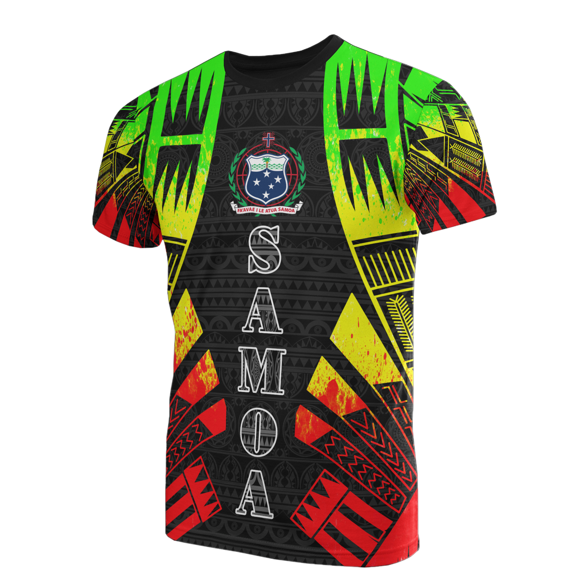 Samoa T Shirt Samoan Coat of Arms Polynesian Tattoo Reggae Style Unisex Reggae - Polynesian Pride