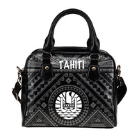 Tahiti Shoulder Handbag - Tahiti Seal In Polynesian Tattoo Style (Black) - Polynesian Pride