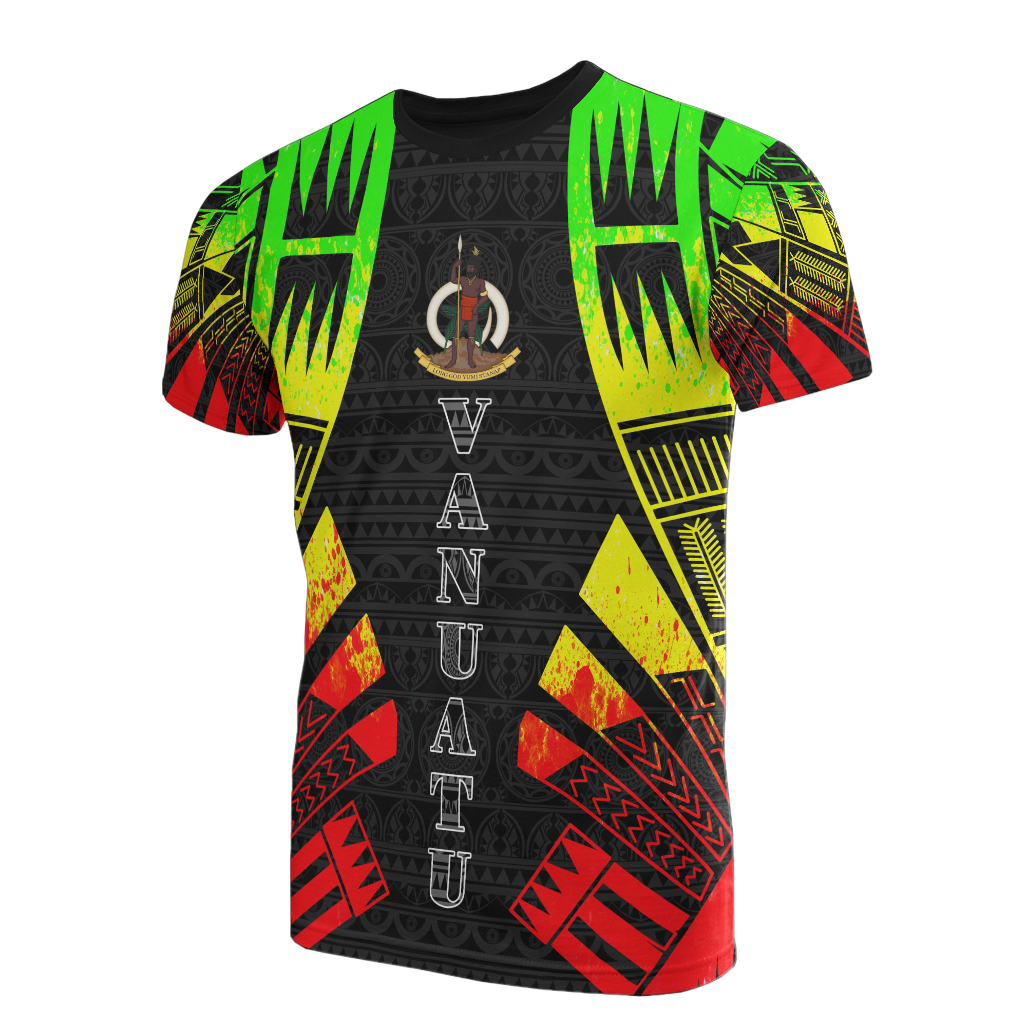 Vanuatu T Shirt Vanuatuan Coat of Arms Polynesian Tattoo Reggae Style Unisex Reggae - Polynesian Pride