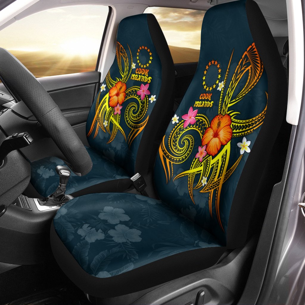 Cook Islands Polynesian Car Seat Covers - Legend of Cook Islands (Blue) Universal Fit Blue - Polynesian Pride
