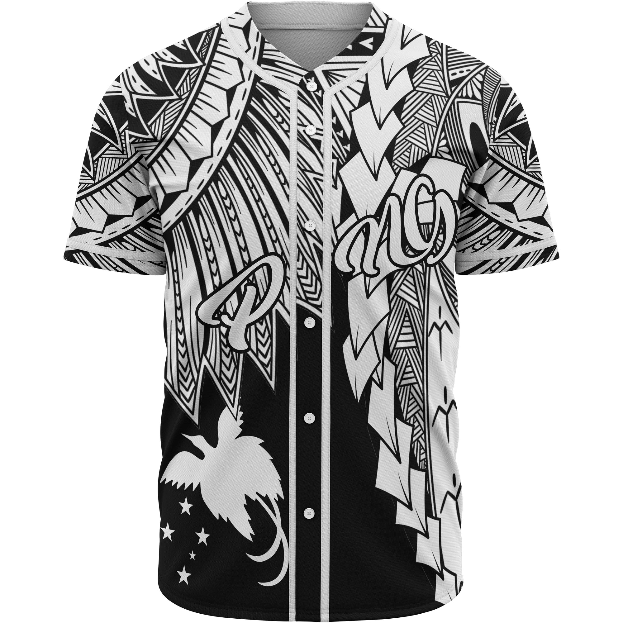 Papua New Guinea Polynesian Baseball Shirt - Tribal Wave Tattoo White Unisex White - Polynesian Pride