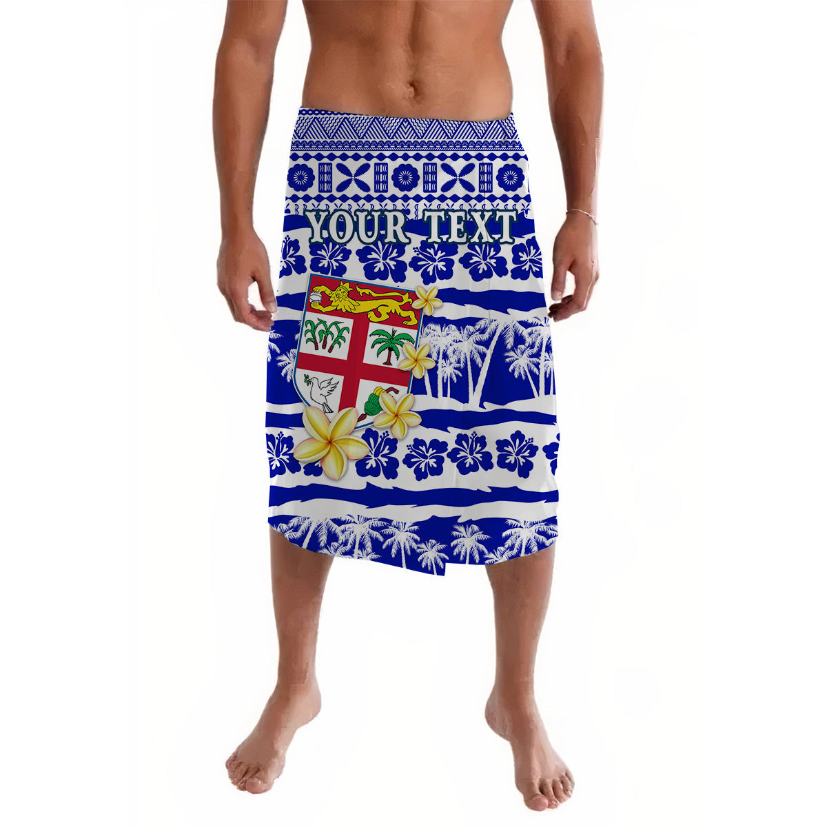 Fiji Polynesian Lavalava Fijian Tapa Pattern Ver.02 LT13 Blue - Polynesian Pride