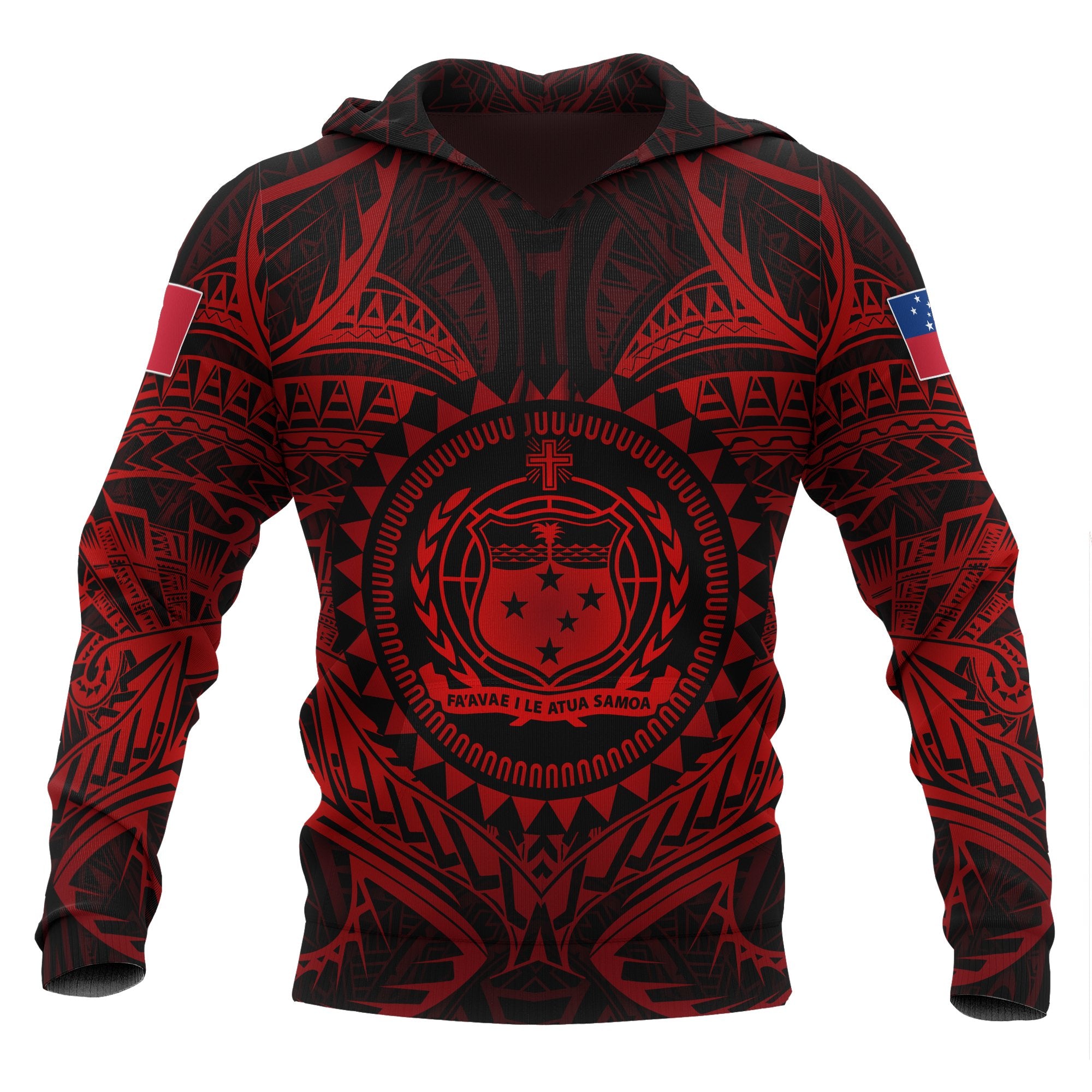 Samoa Polynesian Hoodie Samoa Red Seal Unisex Red - Polynesian Pride