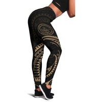 Palau Polynesian Women's Legging - Gold Tribal Wave - Polynesian Pride