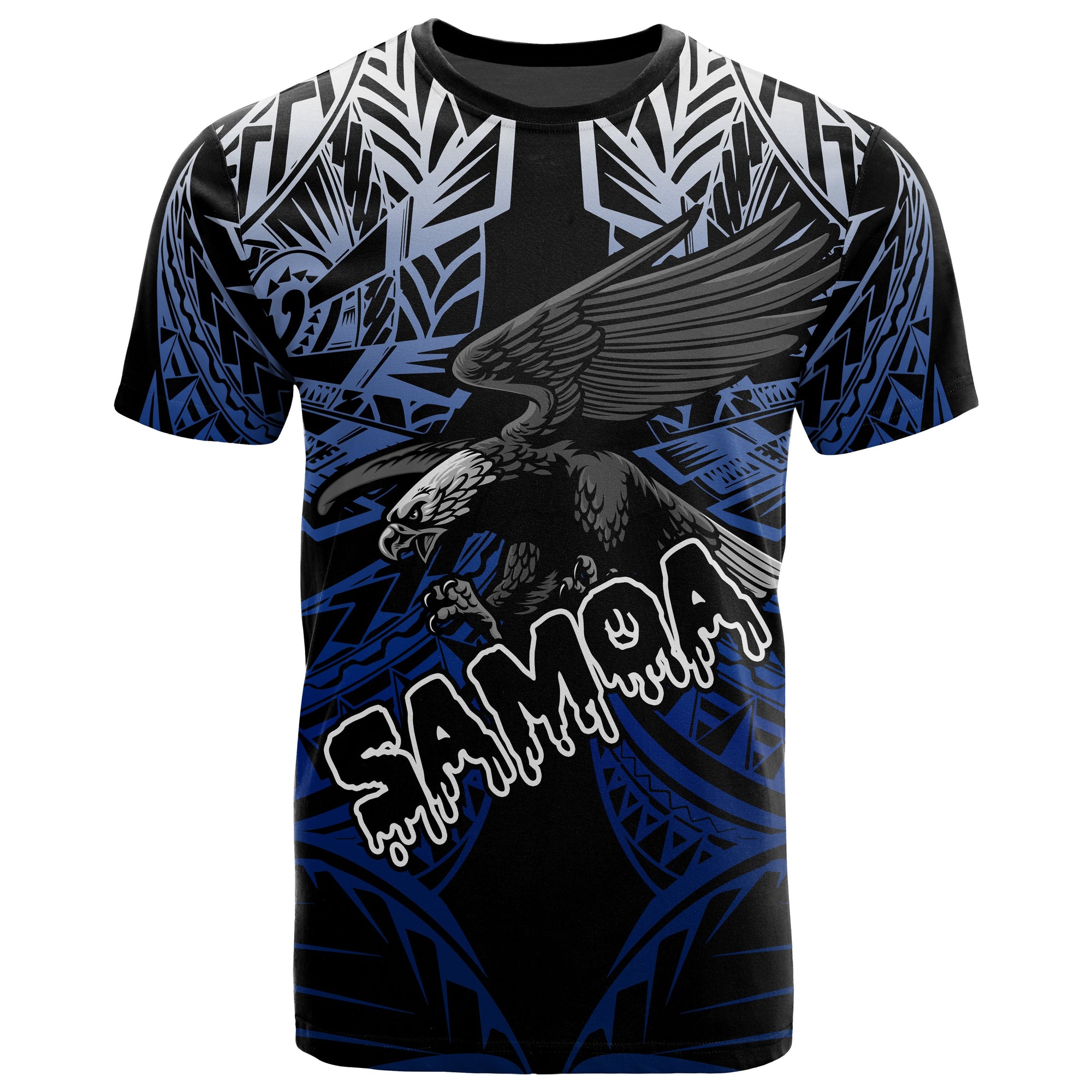 Samoa Polynesian T Shirt Eagle Tribal Pattern Blue Unisex Blue - Polynesian Pride