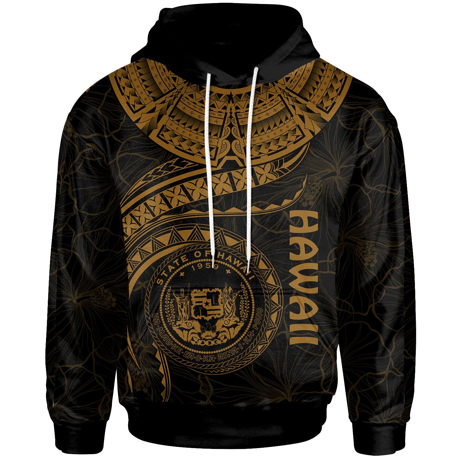 Polynesian Hawaii Hoodiean Waves (Golden) Unisex Golden - Polynesian Pride