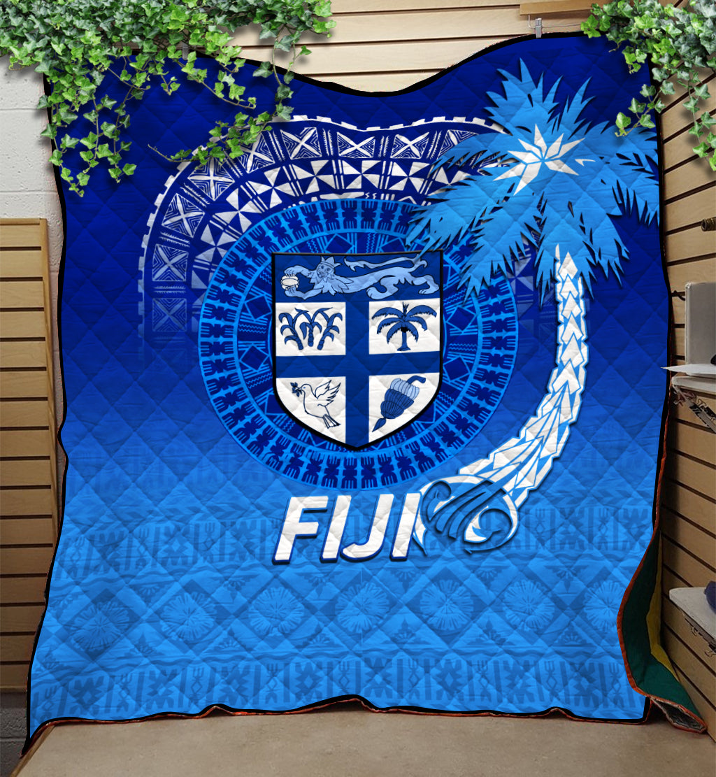 Fiji Tapa Tribal Coconut Tree Quilt - LT12 Quilt Blue - Polynesian Pride