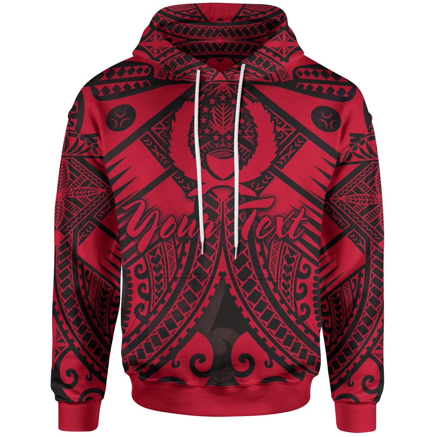 Yap Custom Hoodie Red Seal with Polynesian Tattoo Unisex Red - Polynesian Pride