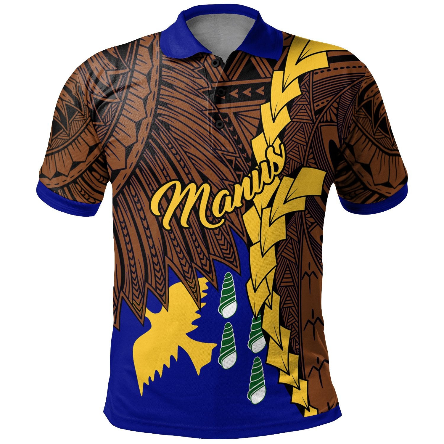 Papua New Guinea Manus Province Polynesian Polo Shirt Tribal Wave Tattoo Unisex Blue - Polynesian Pride