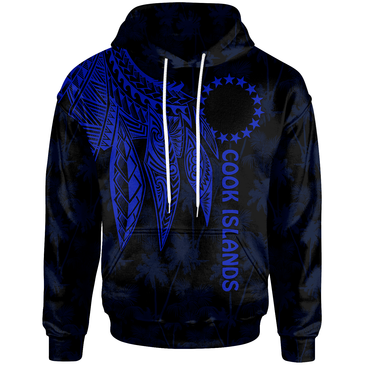 Cook Islands Hoodie Polynesian Wings (Blue) Unisex Blue - Polynesian Pride