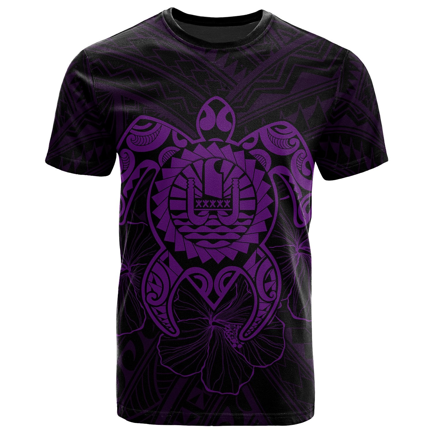 Tahiti Polynesian T Shirt Vintage Polynesian Turtle (Purple) Unisex Purple - Polynesian Pride