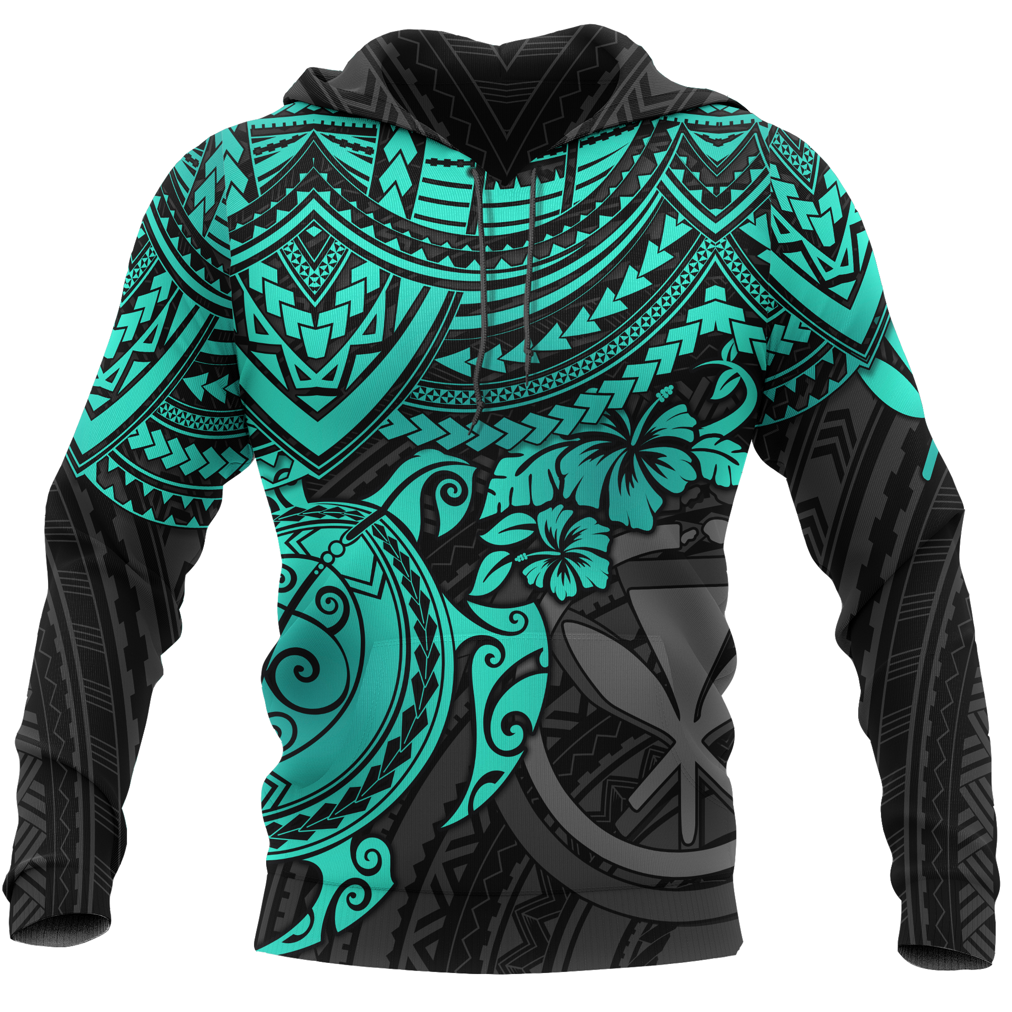 Polynesian Hawaii Hoodie Turquoise Turtle Unisex BLUE - Polynesian Pride