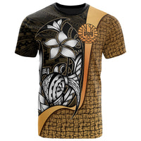 Tahiti Polynesian T Shirt Gold Turtle with Hook Unisex GOLD - Polynesian Pride