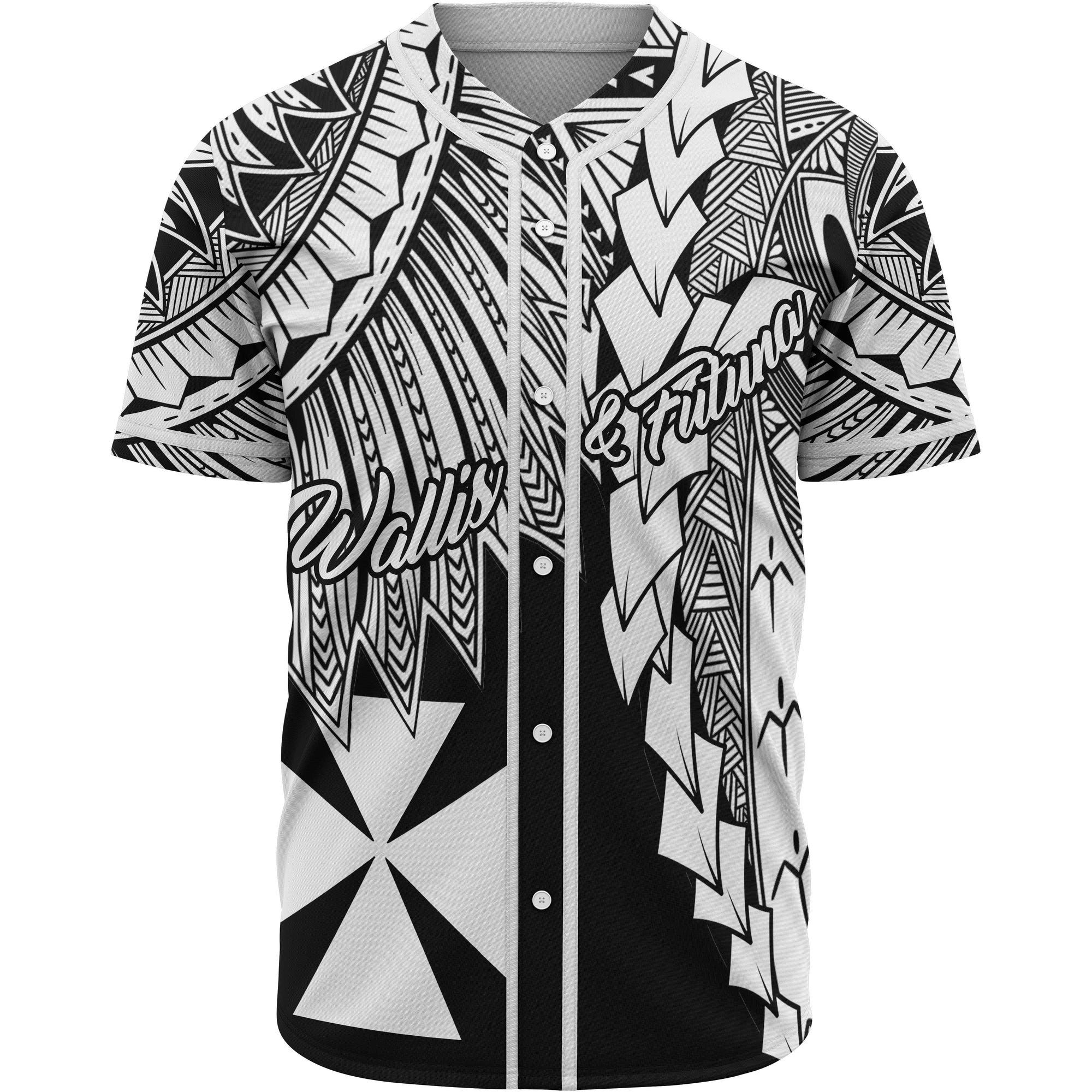 Wallis and Futuna Polynesian Baseball Shirt - Tribal Wave Tattoo White Unisex White - Polynesian Pride