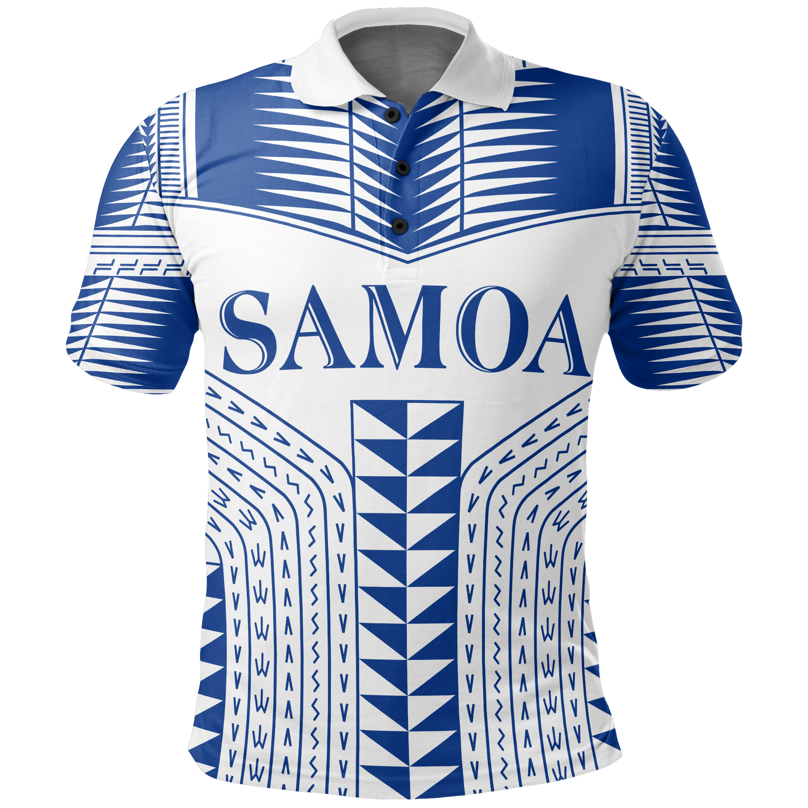 Samoa Polo Shirt Samoan Polynesian Manu Unisex Blue - White - Polynesian Pride