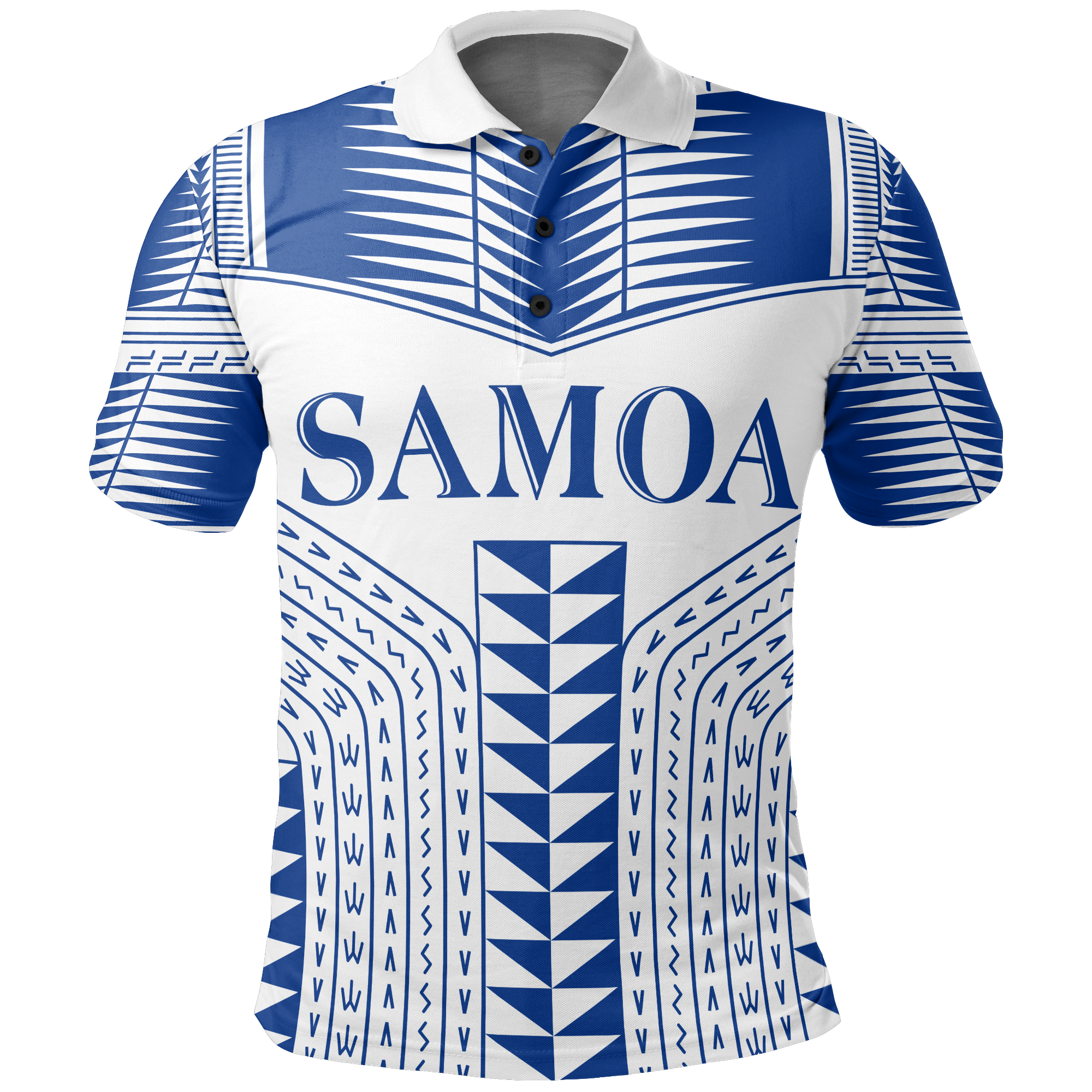 Samoa Polo Shirt Samoan Polynesian Manu Unisex Blue - White - Polynesian Pride