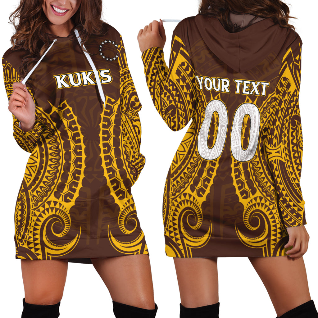 (Custom Personalised) Cook Islands Kukis Hoodie Dress - Tribal Pattern - LT12 Brown - Polynesian Pride