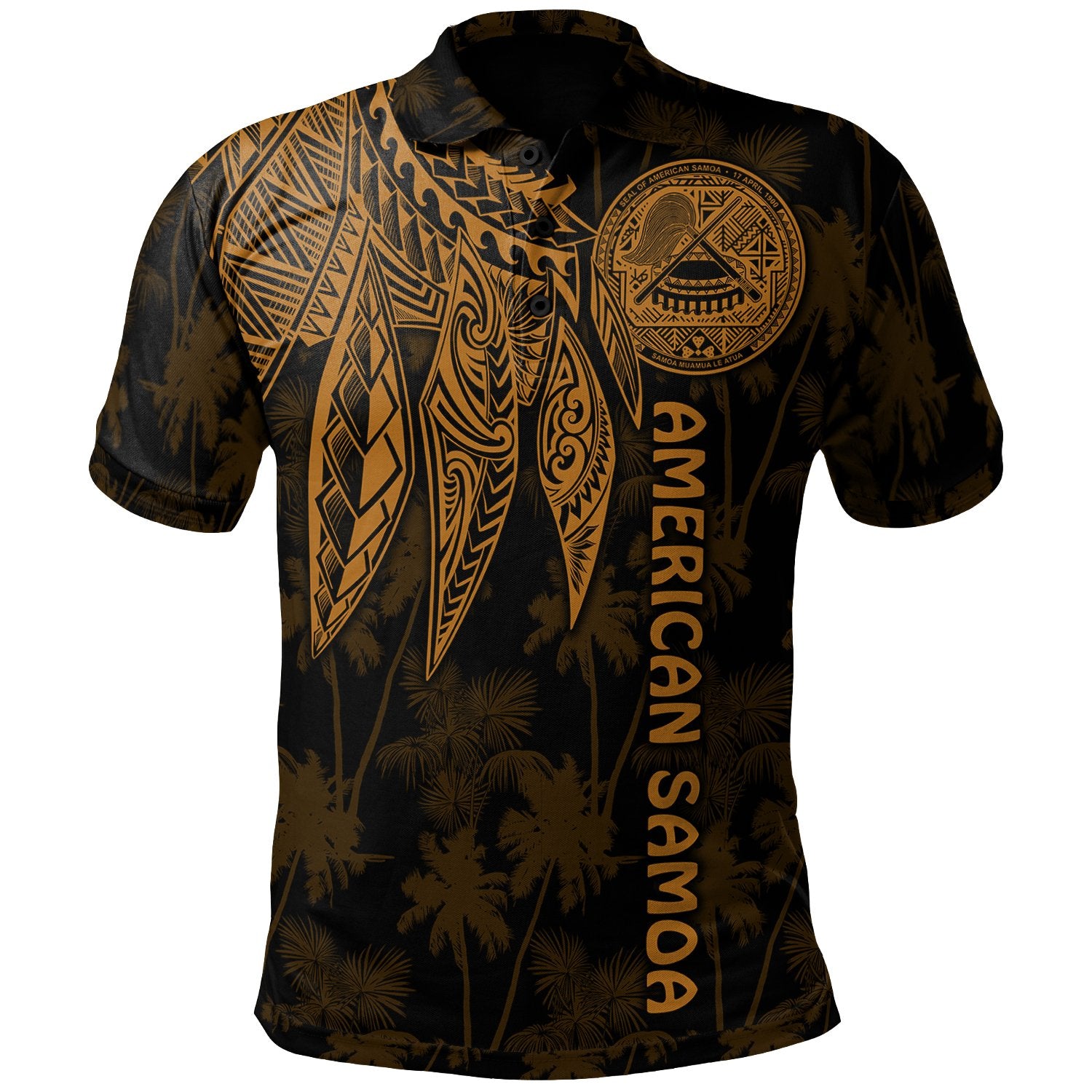 American Samoa Polo Shirt Polynesian Wings (Golden) Unisex Golden - Polynesian Pride