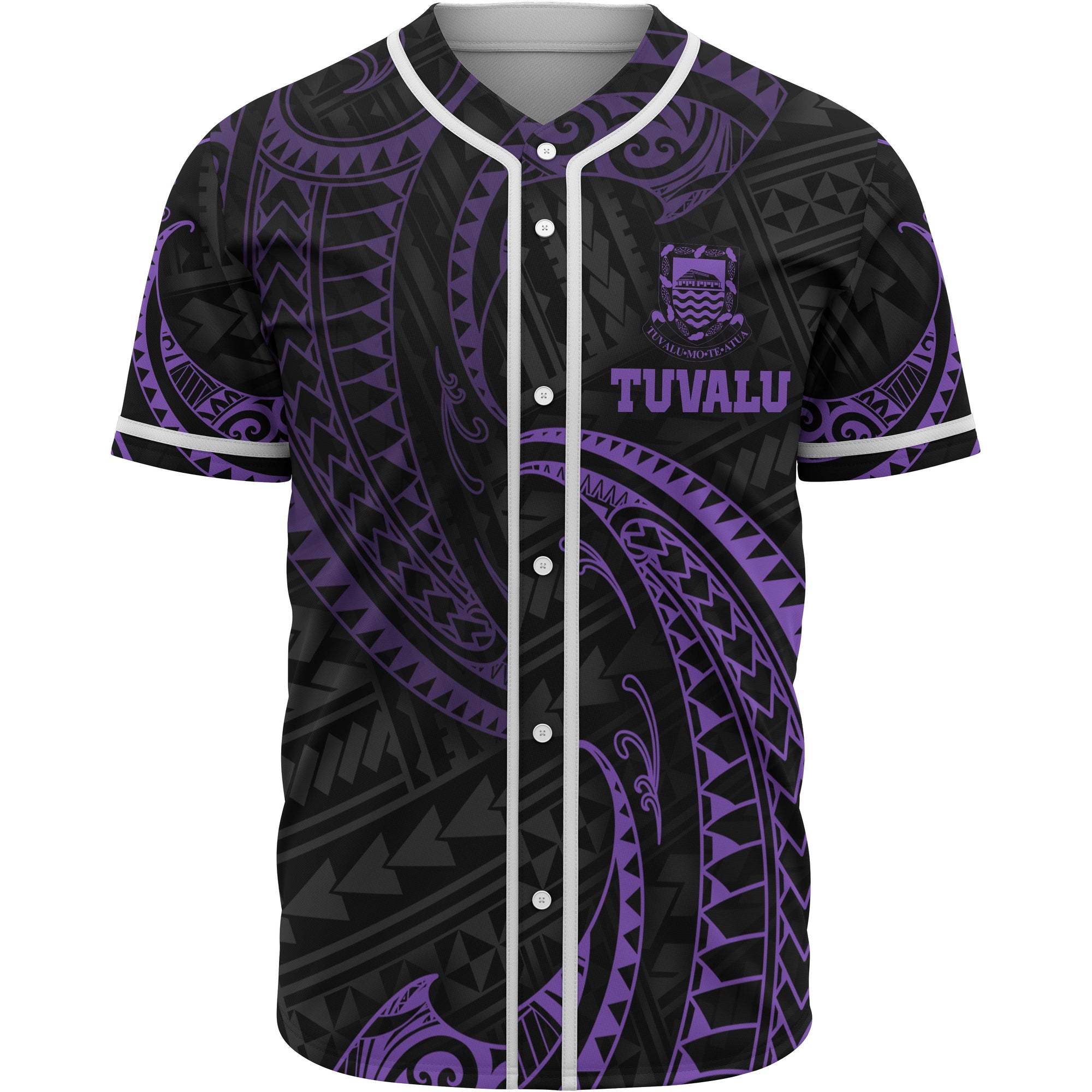 Tuvalu Polynesian Baseball Shirt - Purple Tribal Wave Unisex Purple - Polynesian Pride