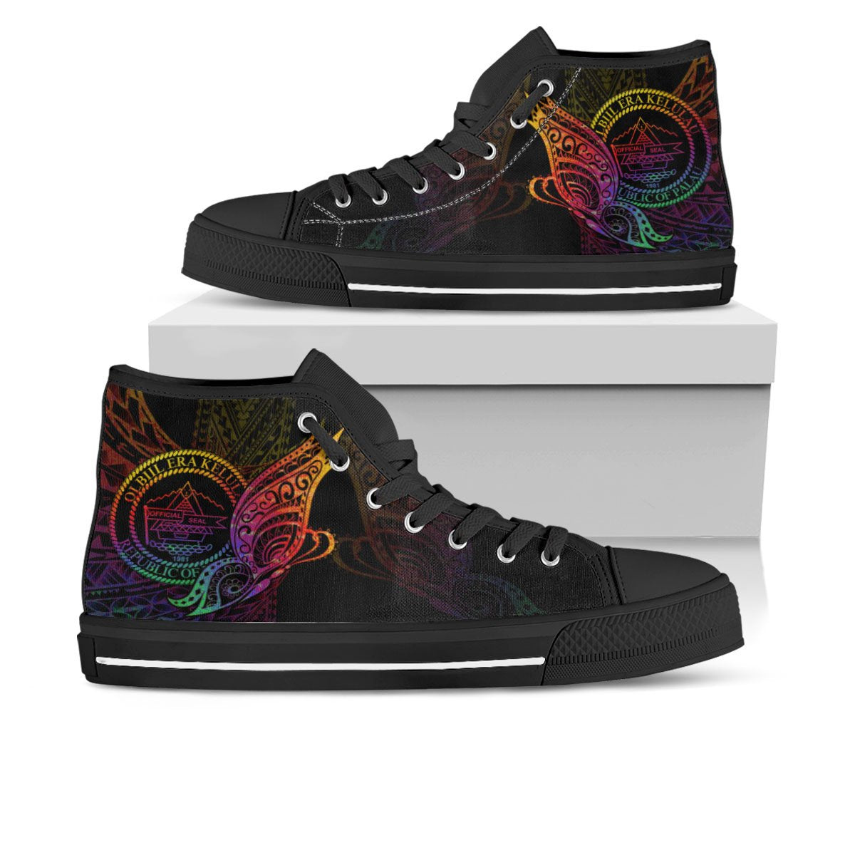 Palau High Top - Butterfly Polynesian Style Unisex Black - Polynesian Pride