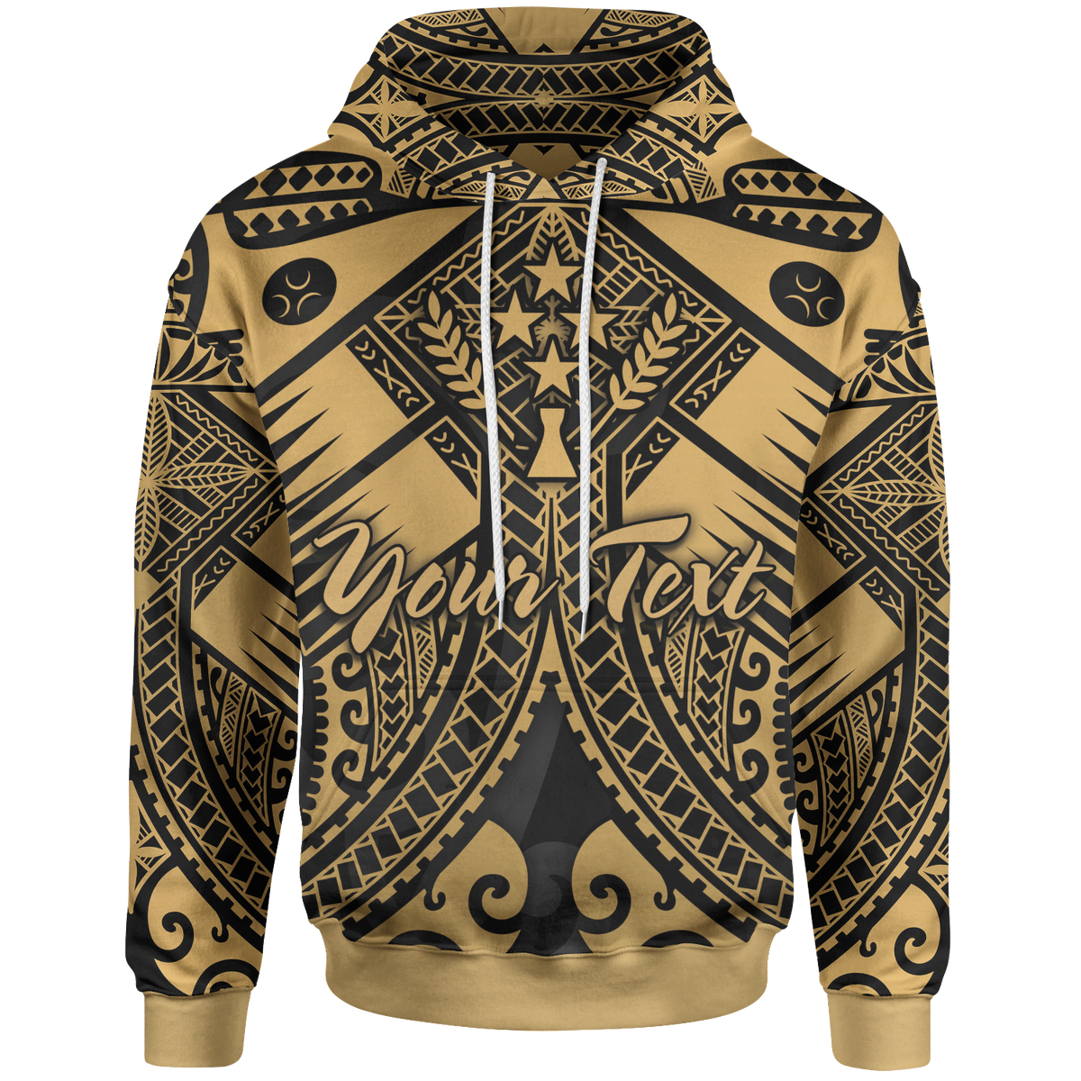 Kosrae Custom Hoodie Gold Seal with Polynesian Tattoo Unisex Gold - Polynesian Pride