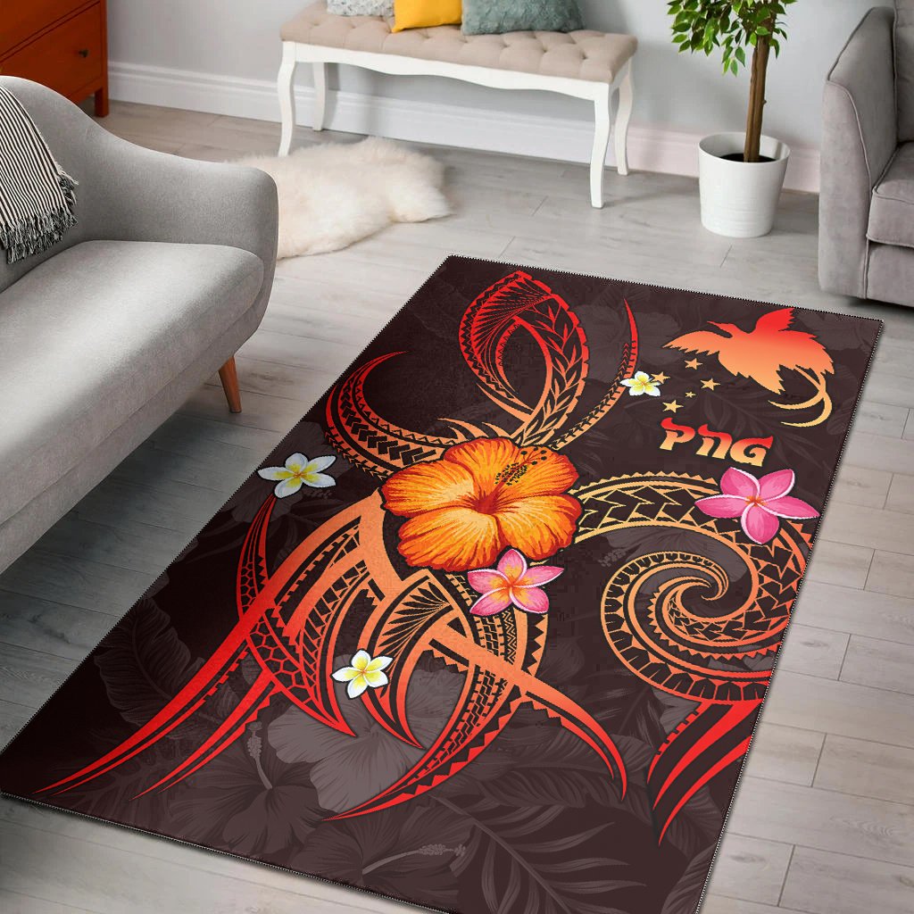 Papua New Guinea Polynesian Area Rug - Legend of Papua New Guinea (Red) Red - Polynesian Pride