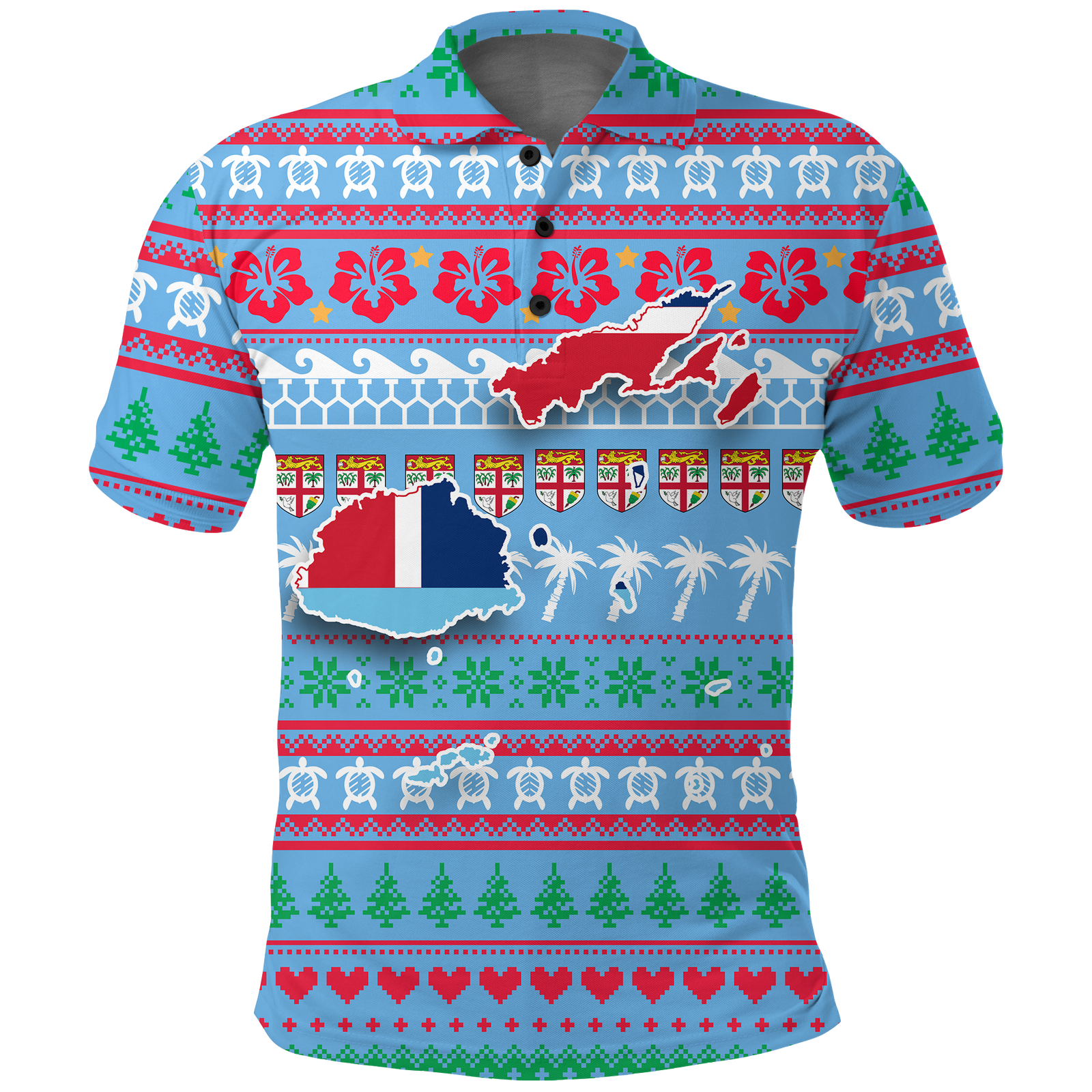 Fiji Christmas Polo Shirt Ugly Christmas LT12 Unisex Blue - Polynesian Pride