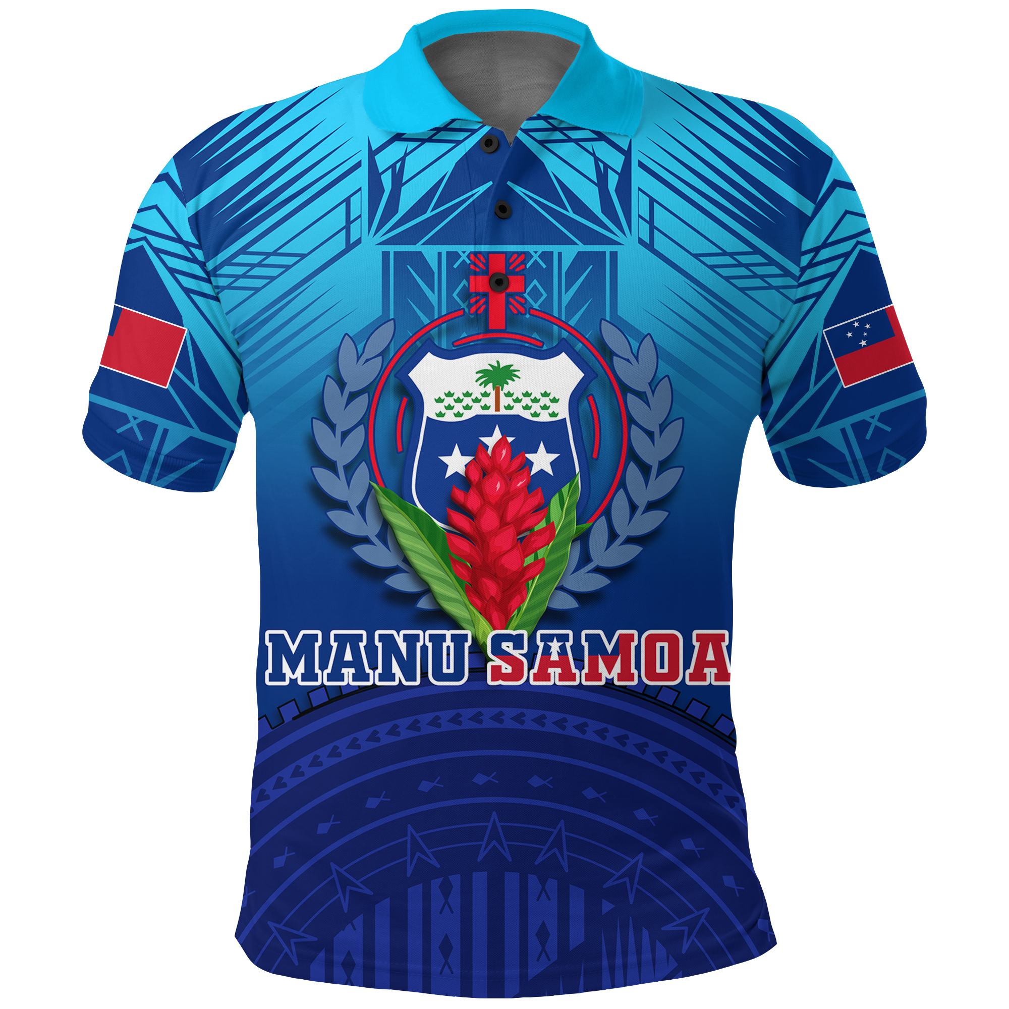 Manu Samoa Legend Polo Shirt LT12 Unisex Blue - Polynesian Pride