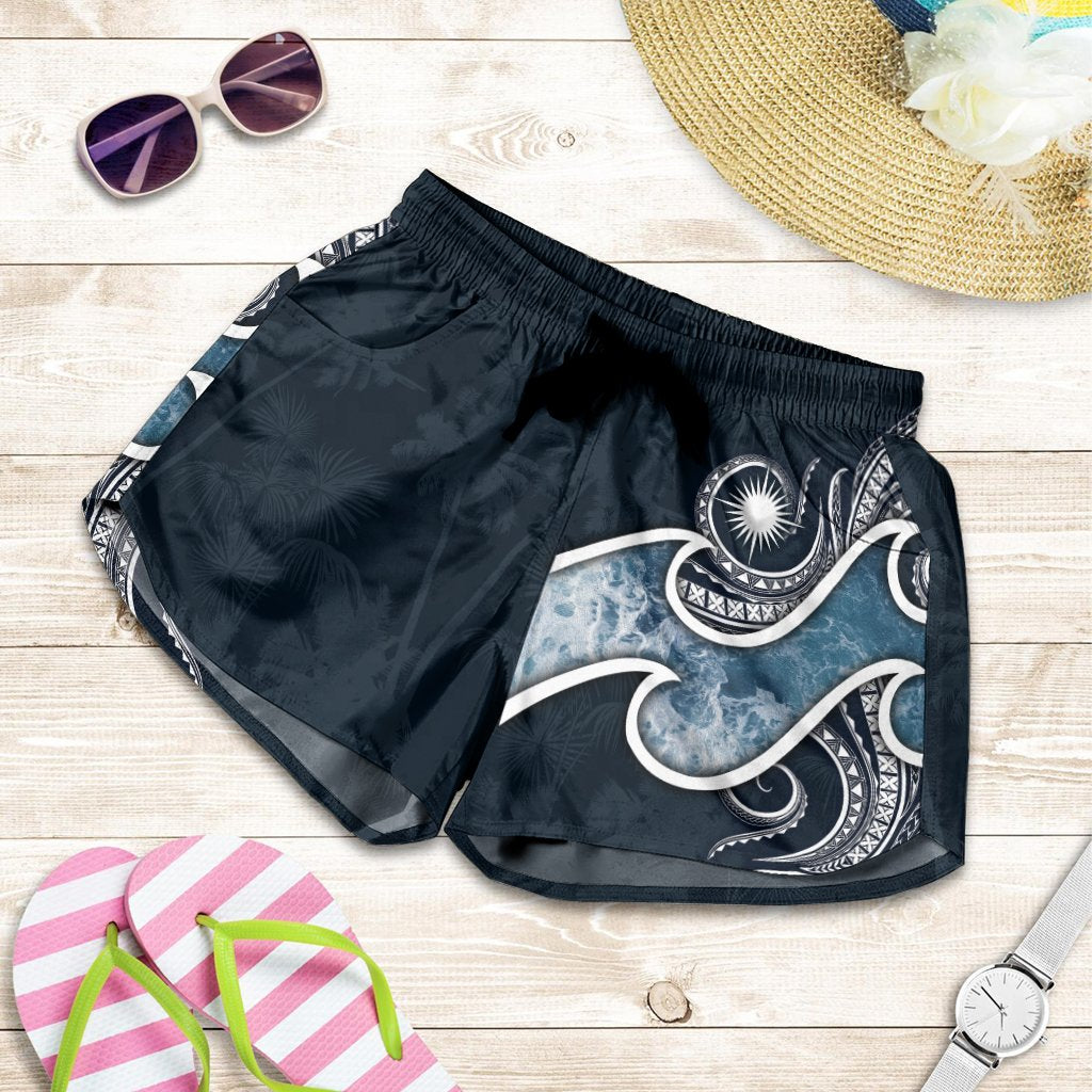 Marshall Islands Polynesian Women's Short - Ocean Style Women Blue - Polynesian Pride