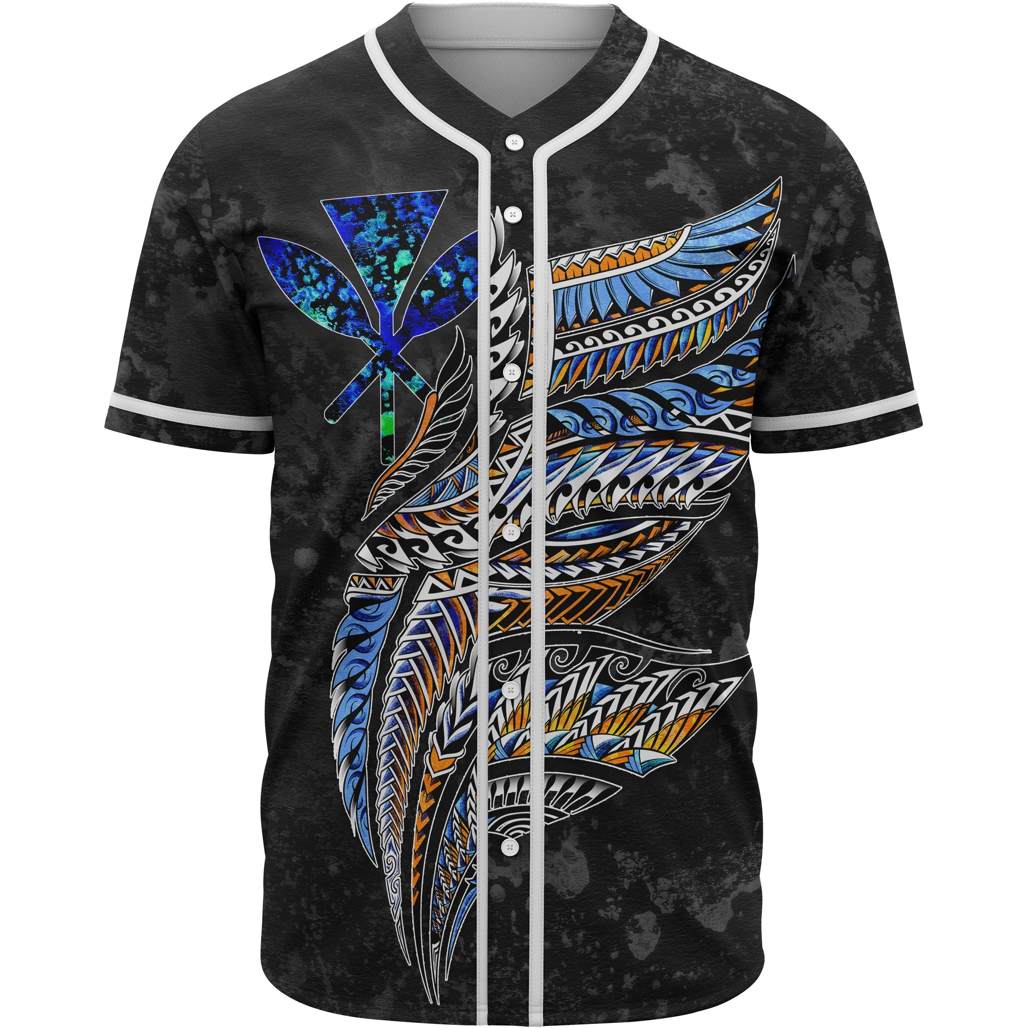 Polynesian Hawaii Baseball Shirt - Polynesian Wings Unisex Black - Polynesian Pride