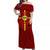 Rotuma Fiji Fijian Patterns Off Shoulder Long Dress - LT12 Long Dress Red - Polynesian Pride