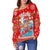 (Custom Personalised) Hawaii Christmas Santas Surf Mele Kalikimaka Women Off Shoulder Sweater - LT2 - Polynesian Pride