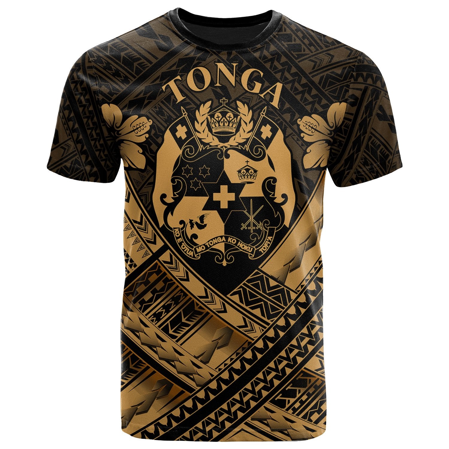 Tonga Polynesian T Shirt Tonga Gold Seal Camisole Hibiscus Style Unisex Blue - Polynesian Pride