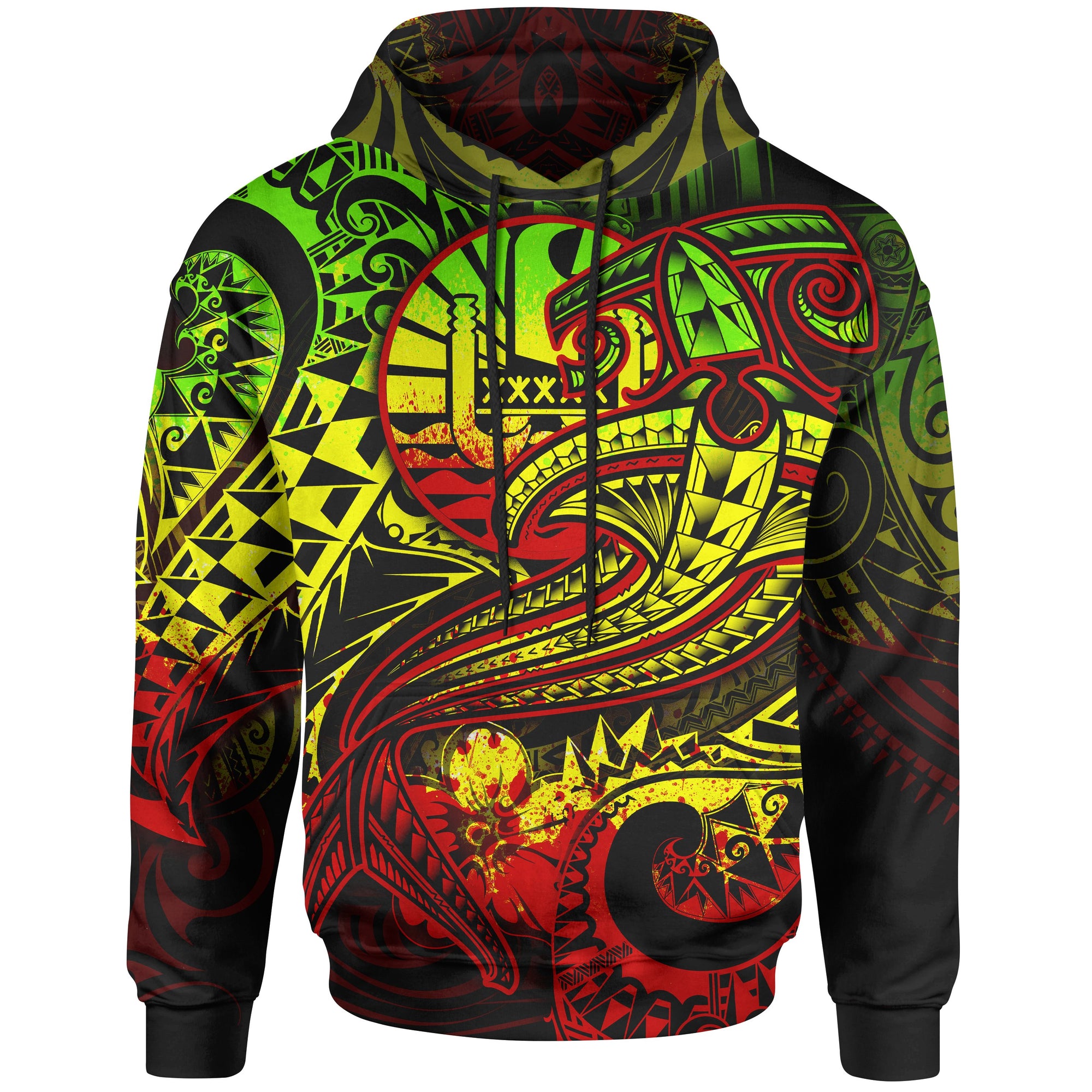 Tahiti Hoodie Reggae Shark Polynesian Tattoo Unisex Reggae - Polynesian Pride