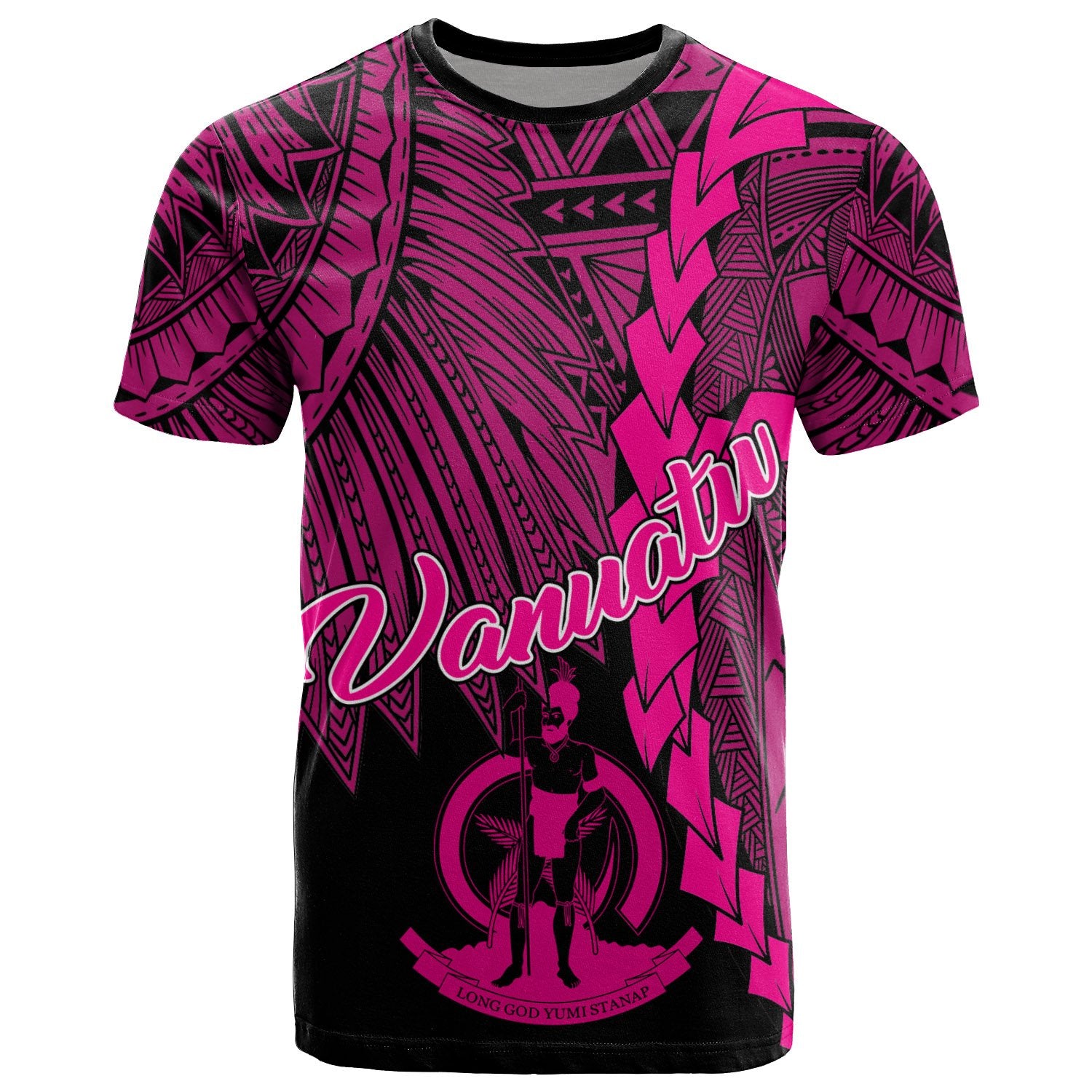 Vanuatu Polynesian T Shirt Tribal Wave Tattoo Pink Unisex Pink - Polynesian Pride