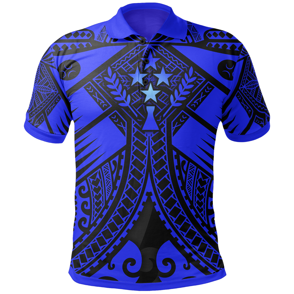 Kosrae Polo Shirt Blue Seal with Polynesian Tattoo Unisex Blue - Polynesian Pride