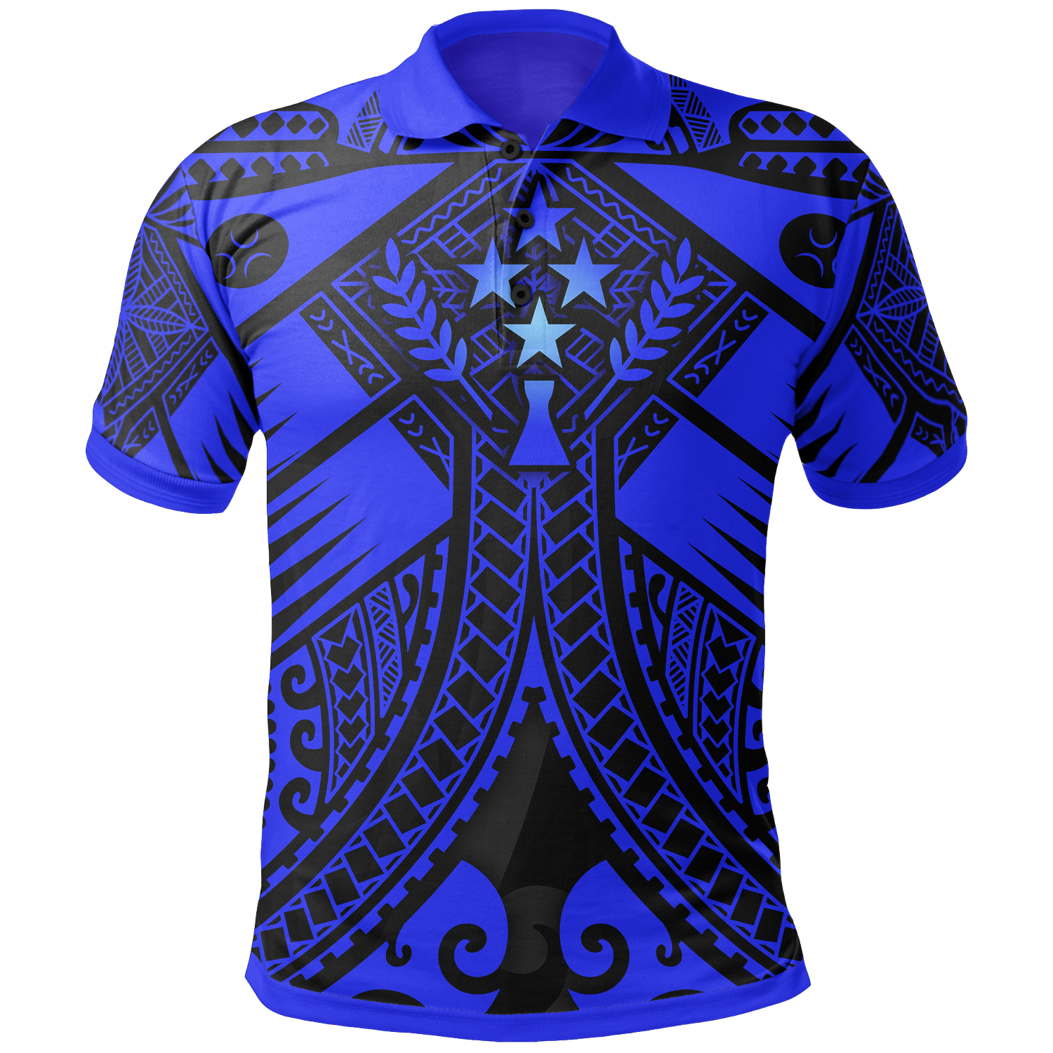 Kosrae Polo Shirt Blue Seal with Polynesian Tattoo Unisex Blue - Polynesian Pride