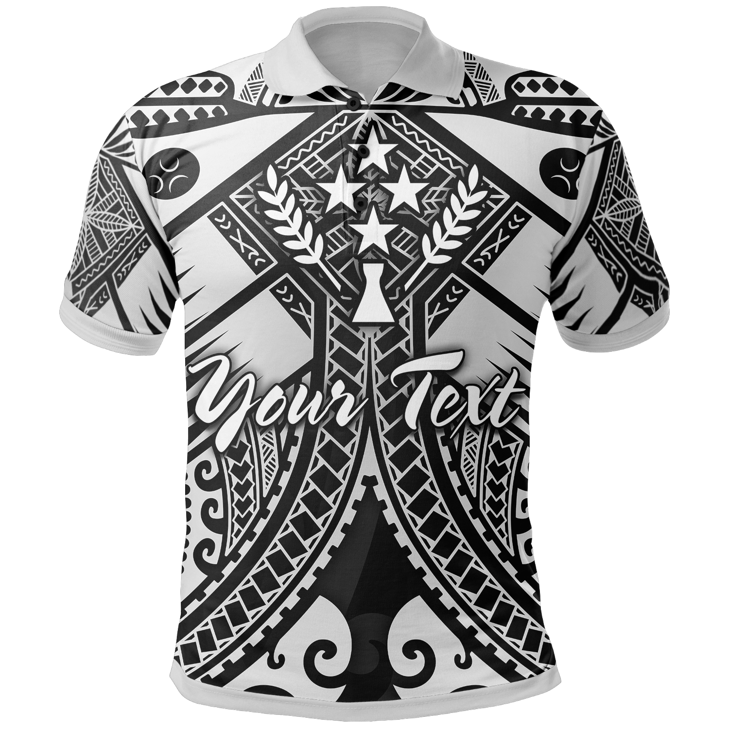 Kosrae Custom Polo Shirt White Seal with Polynesian Tattoo Unisex White - Polynesian Pride