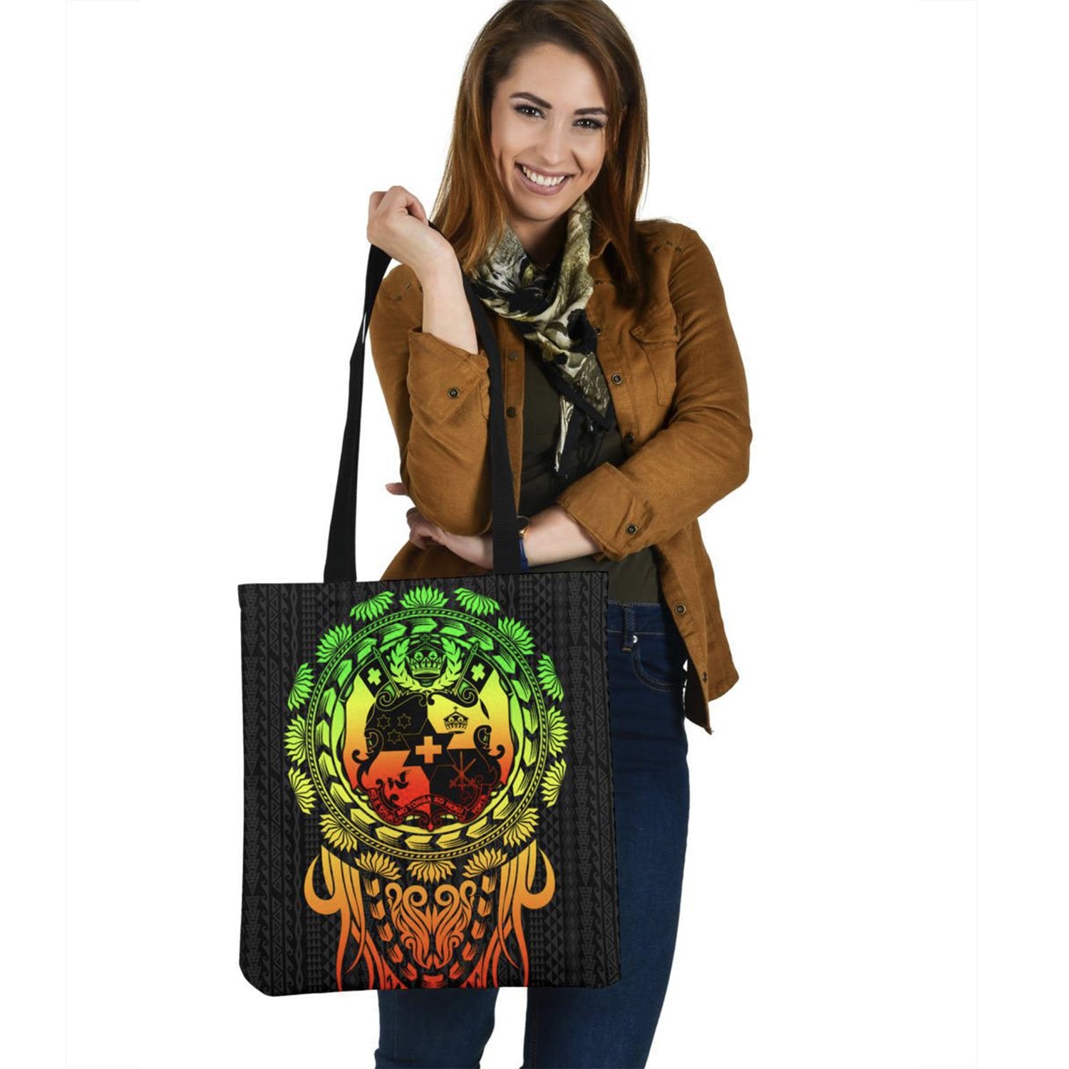 Tonga Polynesian Tote Bag - Tattoo Pattern With Seal Reggae Tote Bag One Size Reggae - Polynesian Pride