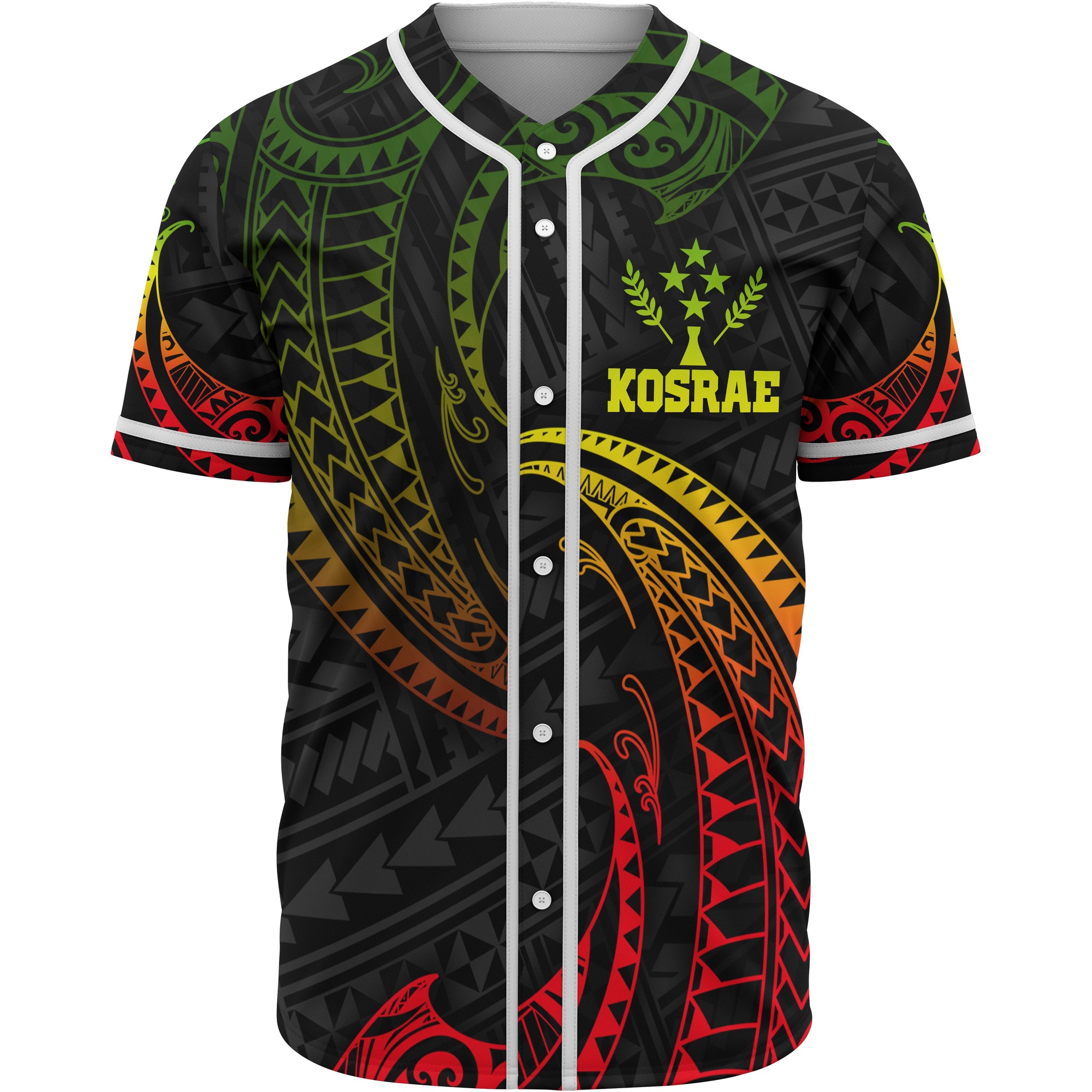 Kosrae Polynesian Baseball Shirt - Reggae Tribal Wave Unisex Reggae - Polynesian Pride