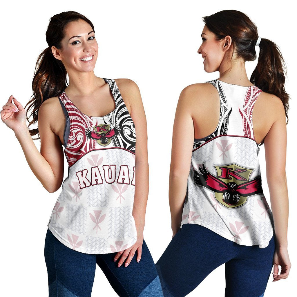 hawaiiRacerback Tank - Kanaka Kauai High School Racerback Tank Demodern Style AH White - Polynesian Pride