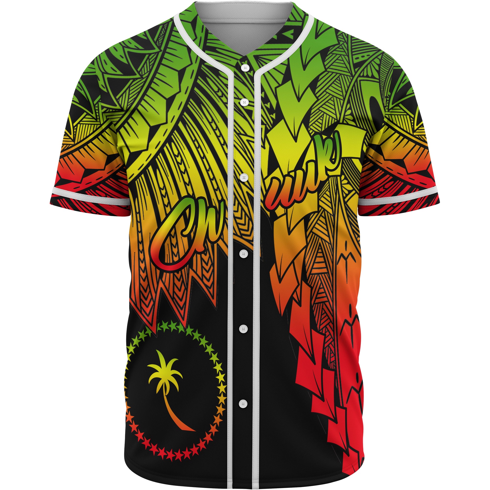 Chuuk Polynesian Baseball Shirt - Tribal Wave Tattoo Reggae Unisex Reggae - Polynesian Pride