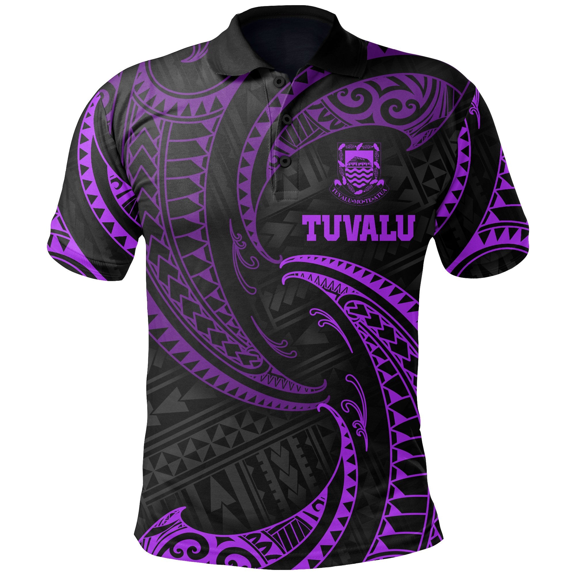 Tuvalu Polynesian Polo Shirt Purple Tribal Wave Unisex Purple - Polynesian Pride
